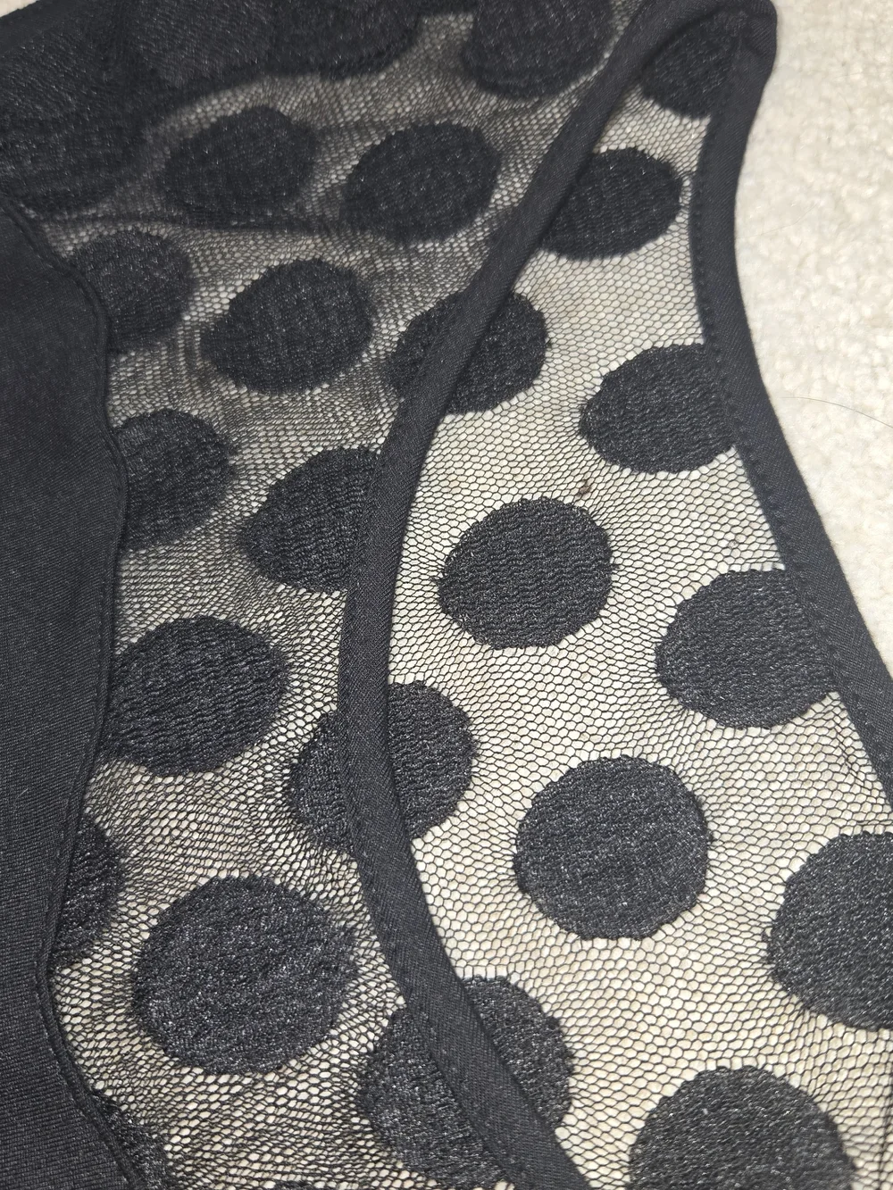 Boston Proper Black Polka Dot Mesh Top XS - Picture 5 of 5